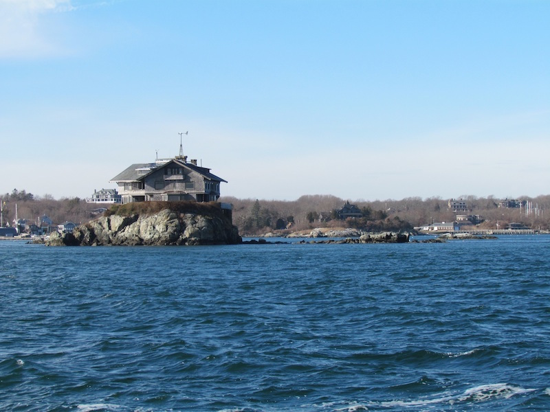 Image of house on a tiny rock island, simplifying your life, house on tiny Dumpling Island, Narragansett Bay