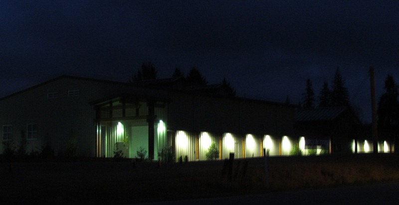 Image of light pollution at rural feed store.