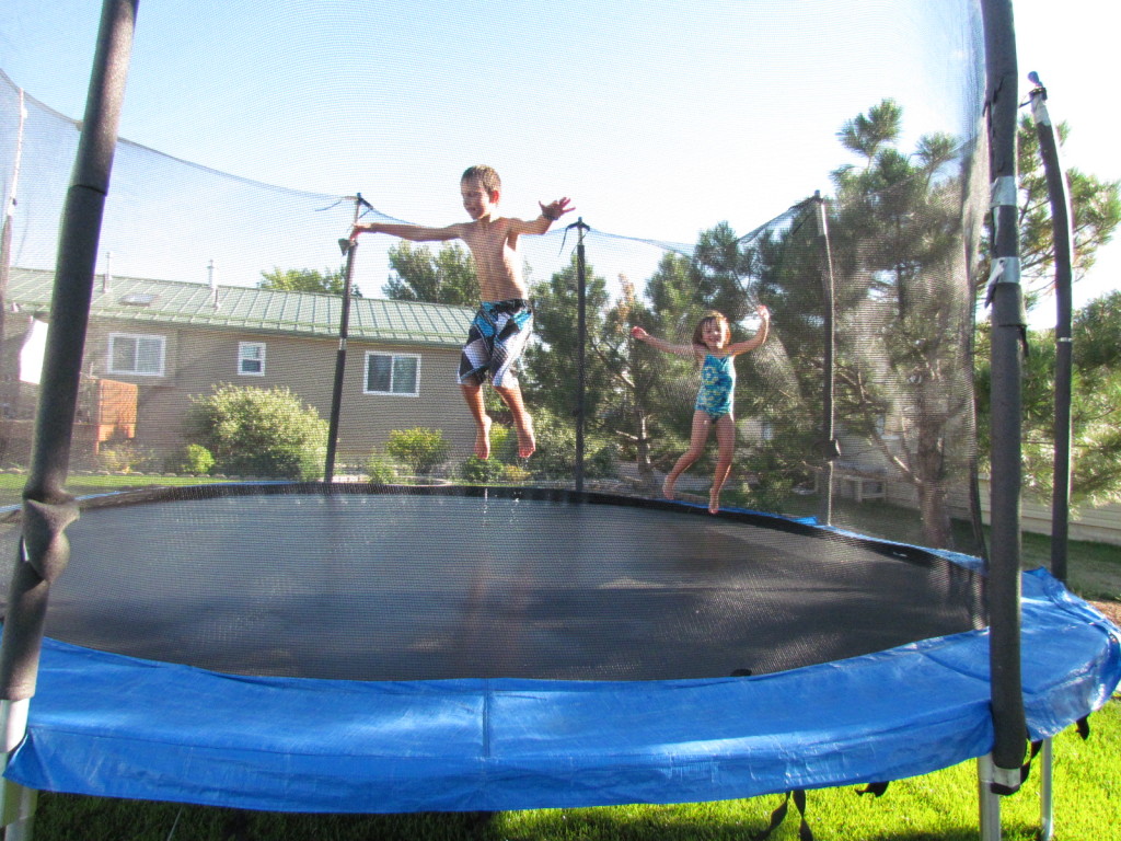A Trampoline and Sprinkler Beat the Heat in Valier Montana