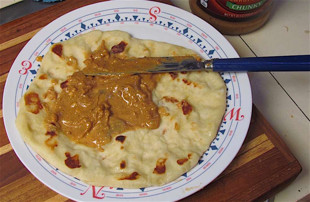 naan spread wth peanut butter