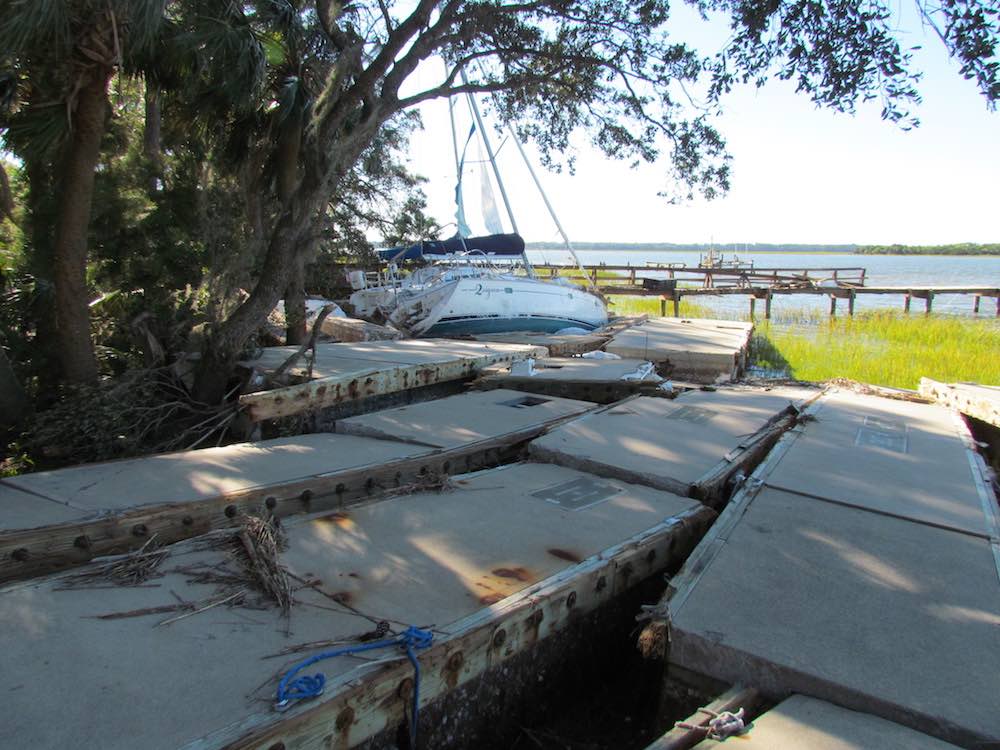 broken docks dataw island south carolina hurricane matthew
