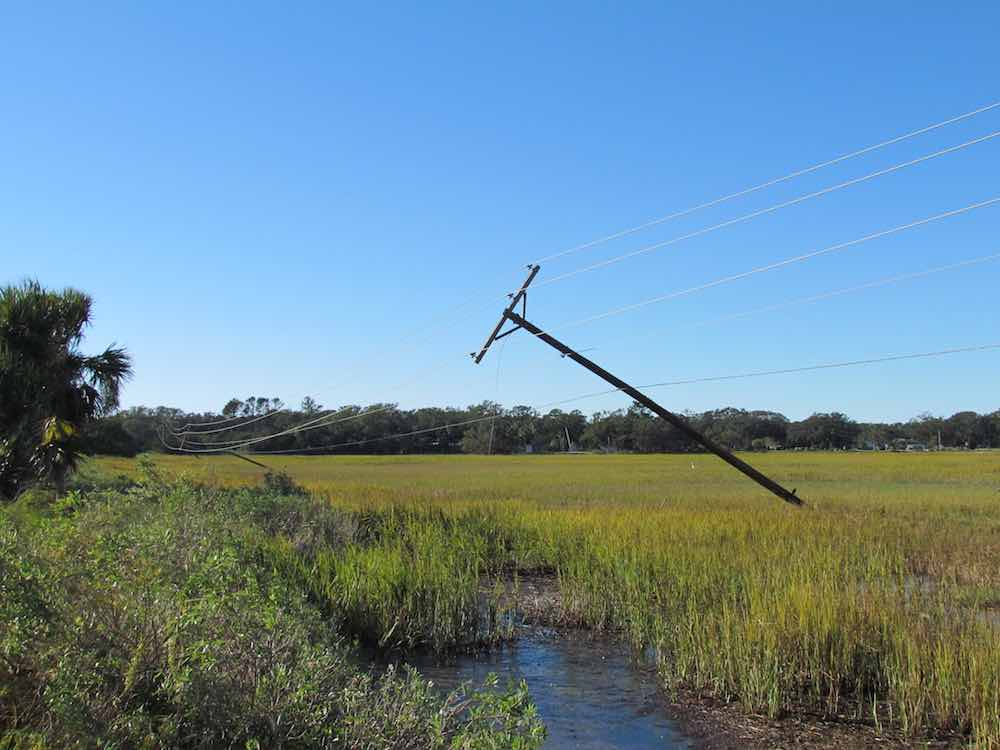 hurricane matthew damaged power poles saint helena island