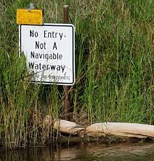 not navigable sign marks shallow water