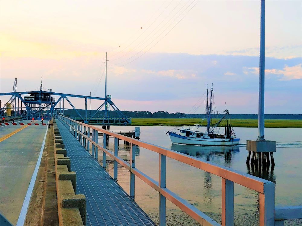 shrimp boat and bridge