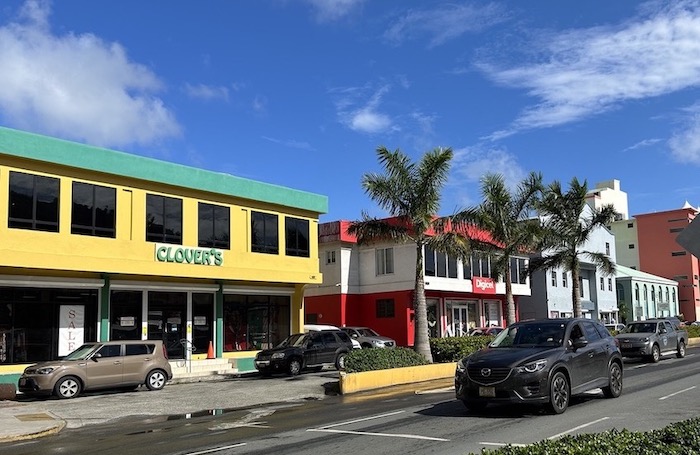 Brightly colored buildings Road Town British Virgin Islands (BVI)