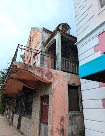 Old orange sherbet colored Nassau building